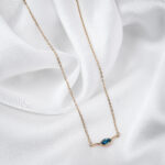 Minimal Blue Oval Stone Chain Pendant