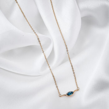 Minimal Blue Oval Stone Chain Pendant